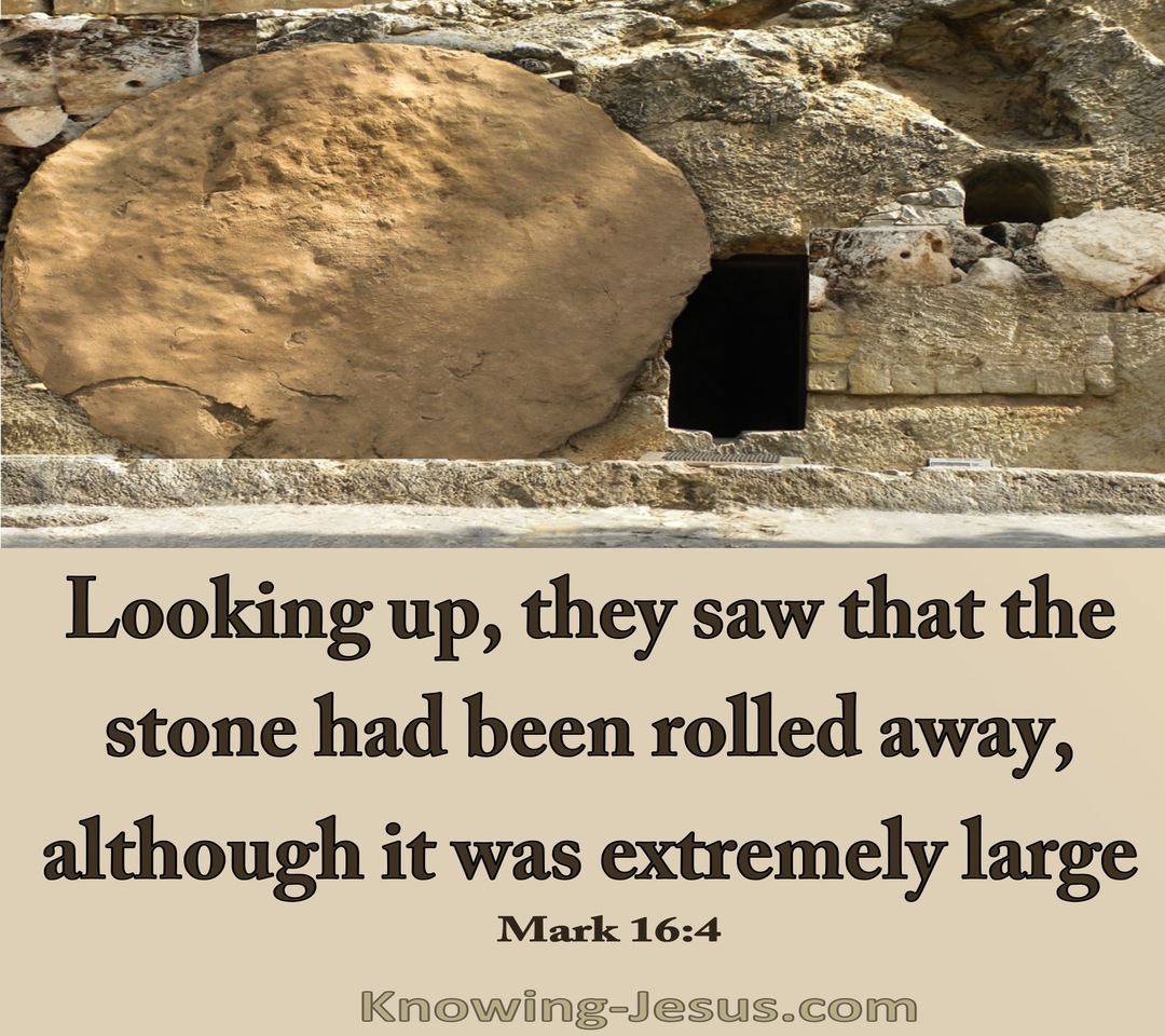 Mark 16:4 The Stone Was Rolled Away (beige)